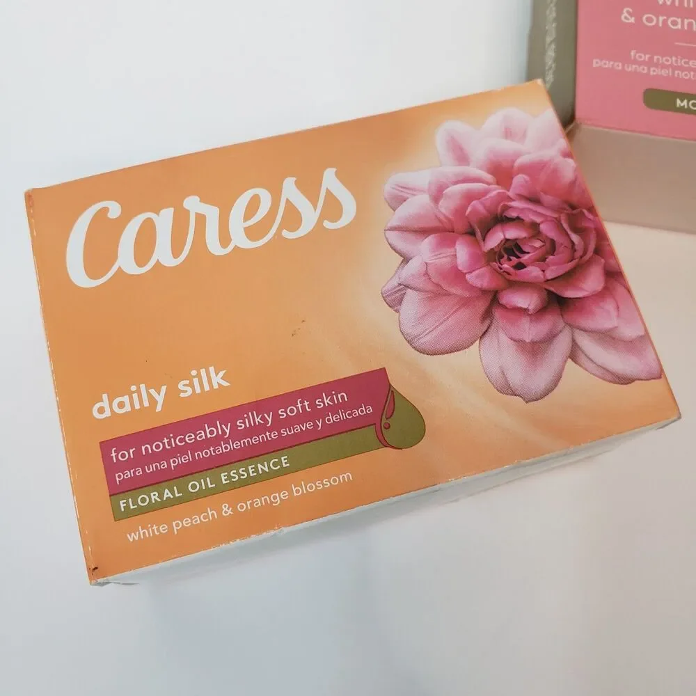 Lot of 3 Caress Soap Daily Silk Beauty Bars White Peach & Orange Blossom 3.15oz